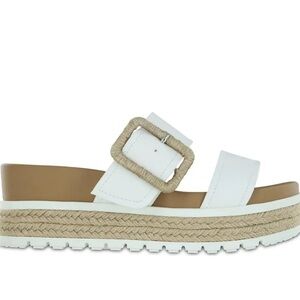 Mia White and Tan Platform Sandals New in Box